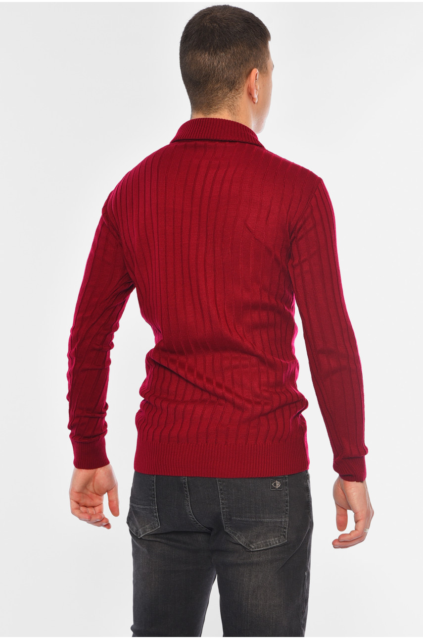 Свитер мужской однотонный бордового цвета 4024-5 194509 Свитер мужской однотонный бордового цвета 4024-5 194509