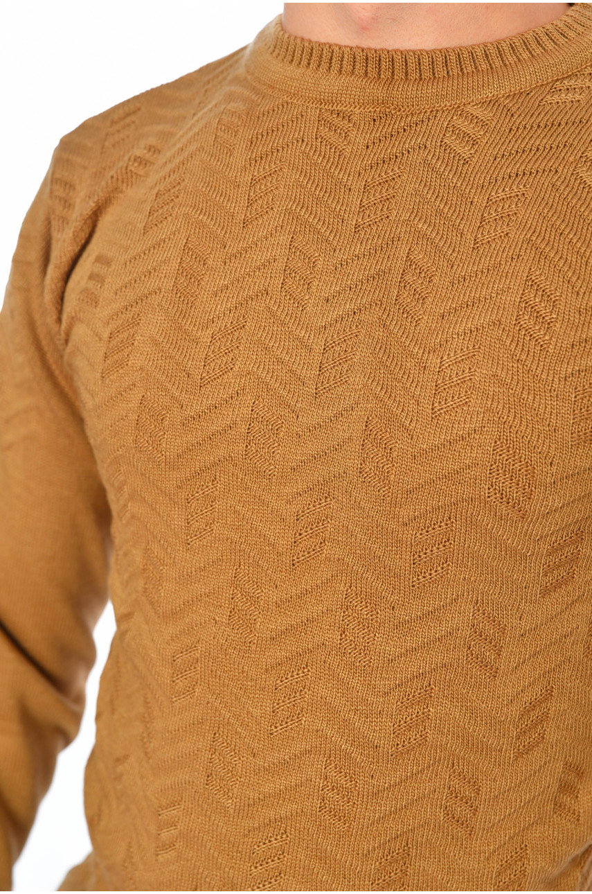 Свитер мужской однотонный коричневого цвета 1122-15 194514