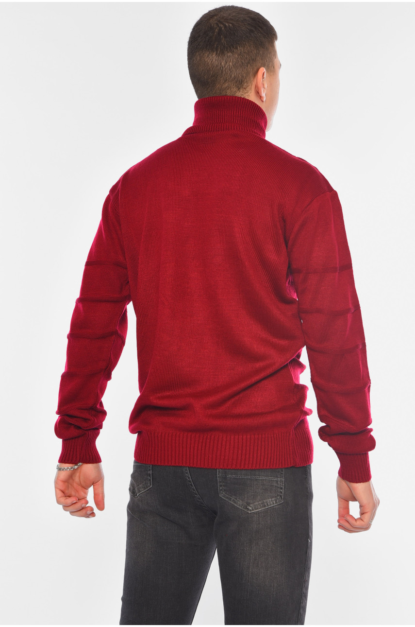Свитер мужской однотонный бордового цвета 1023-5 194518 Свитер мужской однотонный бордового цвета 1023-5 194518