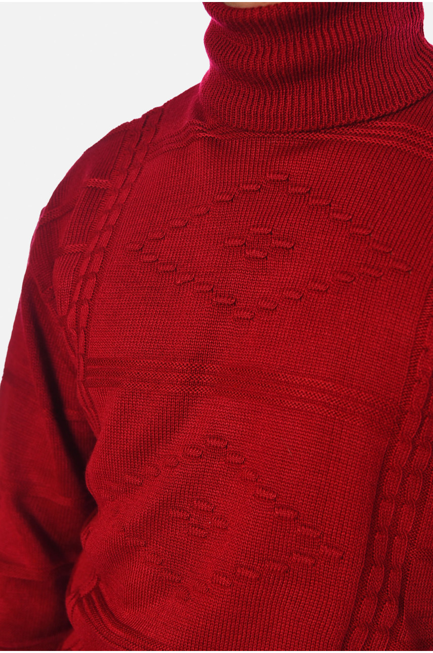 Свитер мужской однотонный бордового цвета 1023-5 194518 Свитер мужской однотонный бордового цвета 1023-5 194518