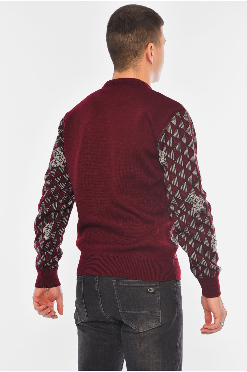 Свитер мужской однотонный бордового цвета 1084-5 194519 Свитер мужской однотонный бордового цвета 1084-5 194519