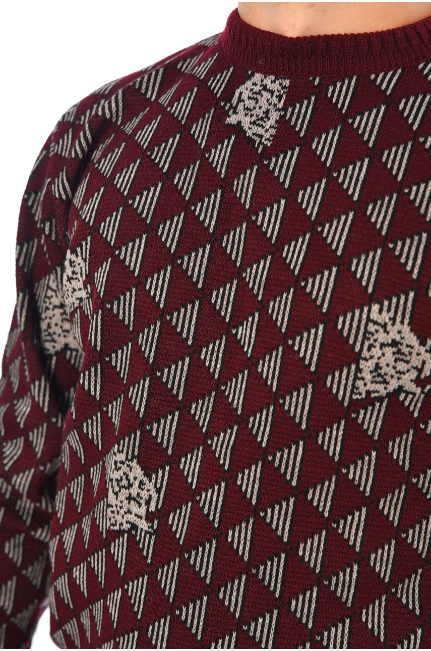 Свитер мужской однотонный бордового цвета 1084-5 194519 Свитер мужской однотонный бордового цвета 1084-5 194519