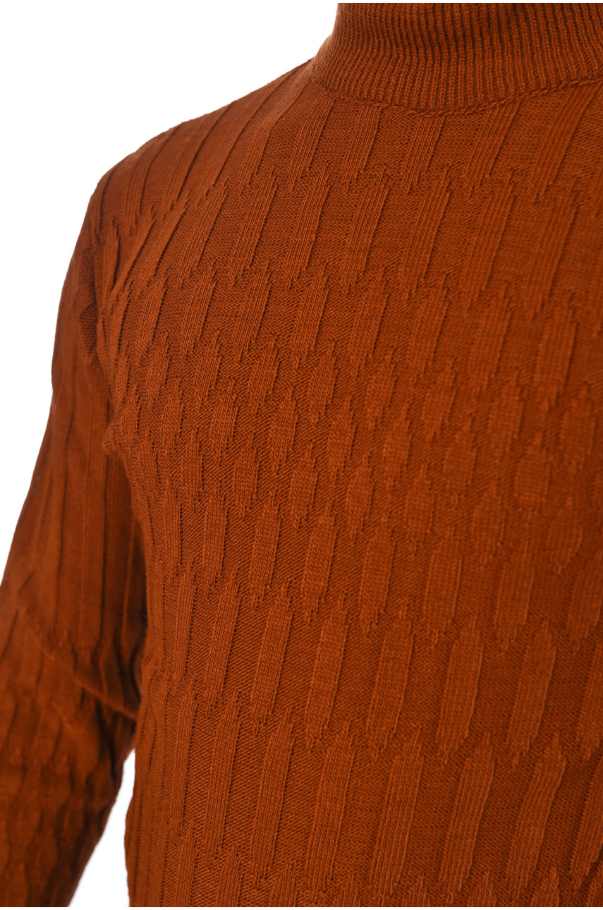 Свитер мужской однотонный коричневого цвета 101-9 194521 Свитер мужской однотонный коричневого цвета 101-9 194521