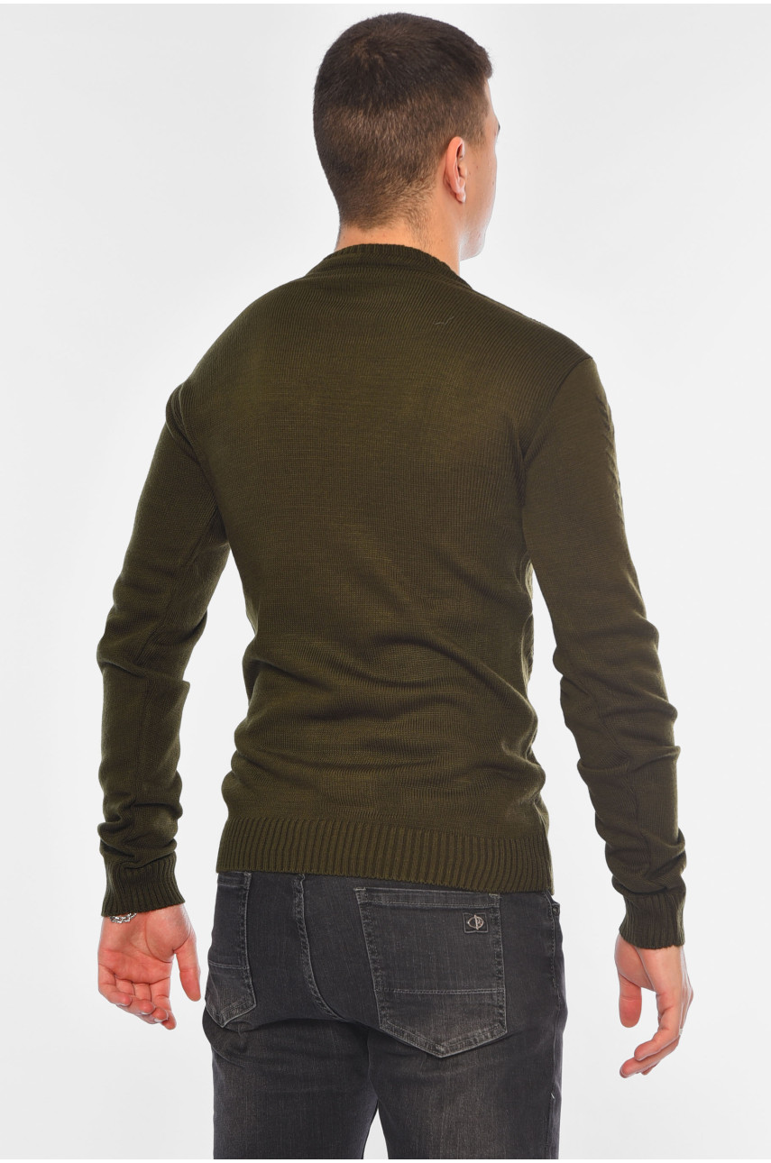 Светр чоловічий однотонний темно-зеленого кольору 1122-7 194525