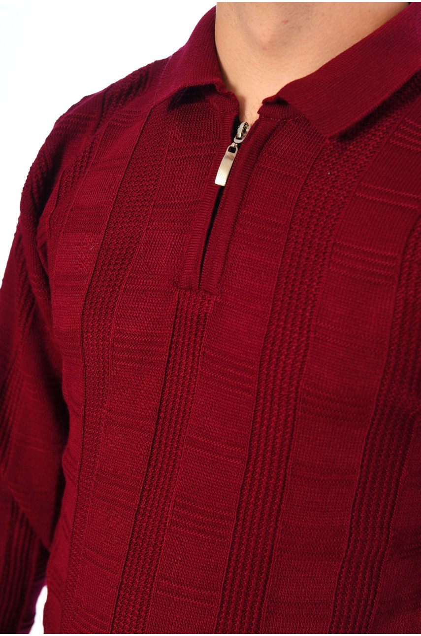 Светр чоловічий однотонний бордового кольору 1060-51 194526 Светр чоловічий однотонний бордового кольору 1060-51 194526