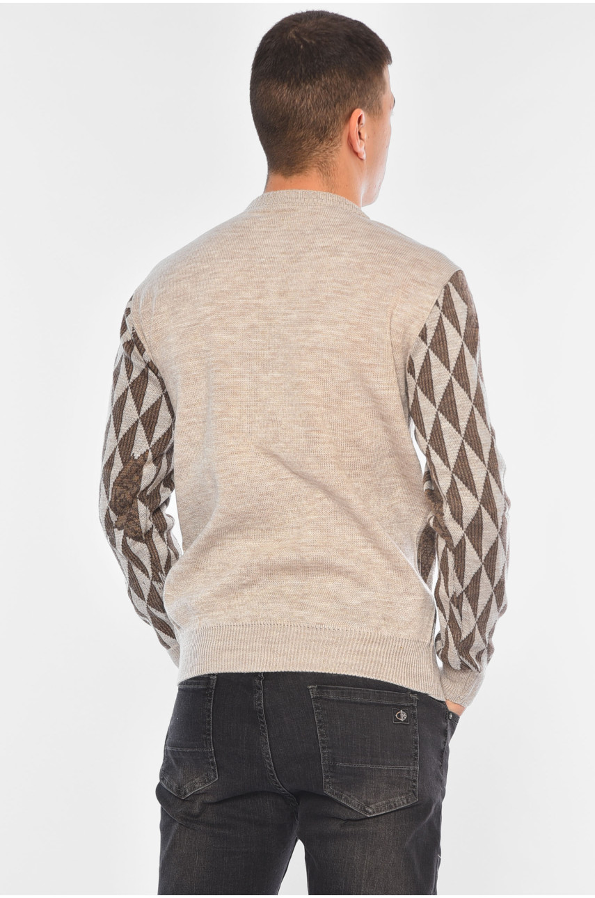 Свитер мужской однотонный бежевого цвета 1084-9 194527 Свитер мужской однотонный бежевого цвета 1084-9 194527