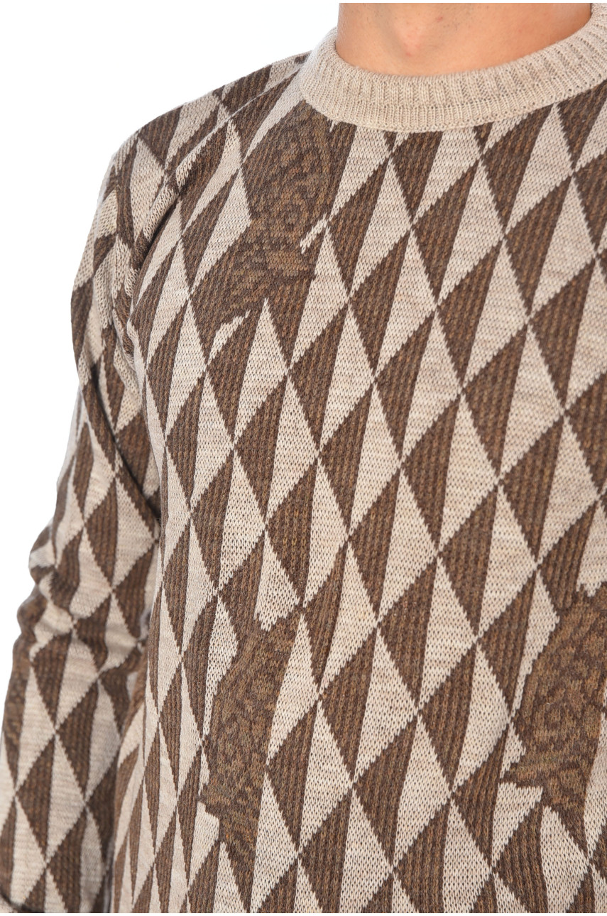 Свитер мужской однотонный бежевого цвета 1084-9 194527 Свитер мужской однотонный бежевого цвета 1084-9 194527