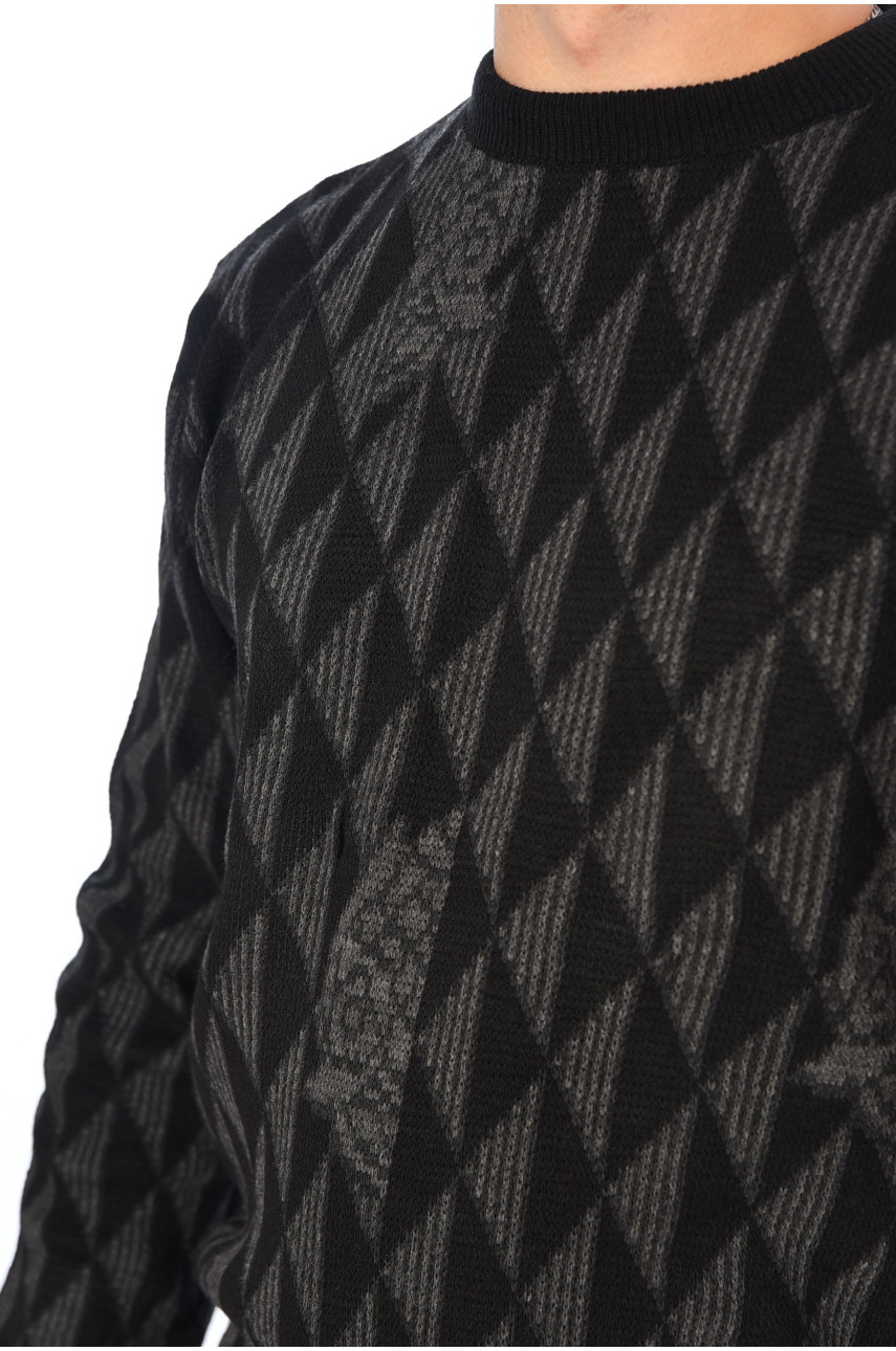 Свитер мужской однотонный черного цвета 1084-1 194528 Свитер мужской однотонный черного цвета 1084-1 194528
