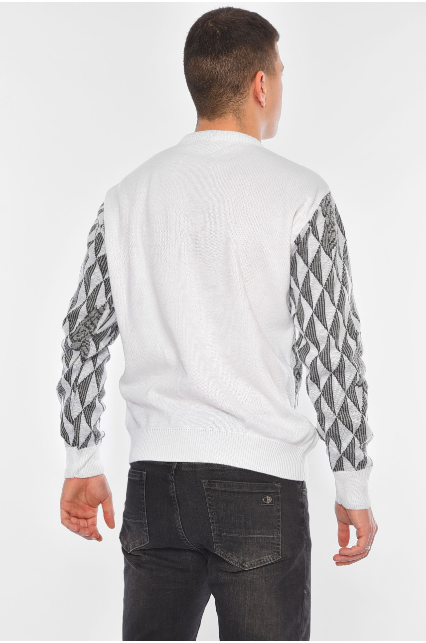 Свитер мужской однотонный серого цвета 1084-10 194529 Свитер мужской однотонный серого цвета 1084-10 194529