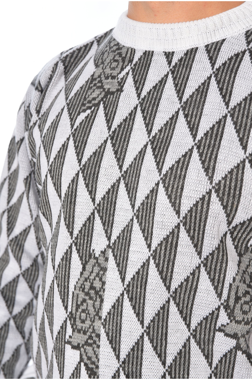 Свитер мужской однотонный серого цвета 1084-10 194529 Свитер мужской однотонный серого цвета 1084-10 194529