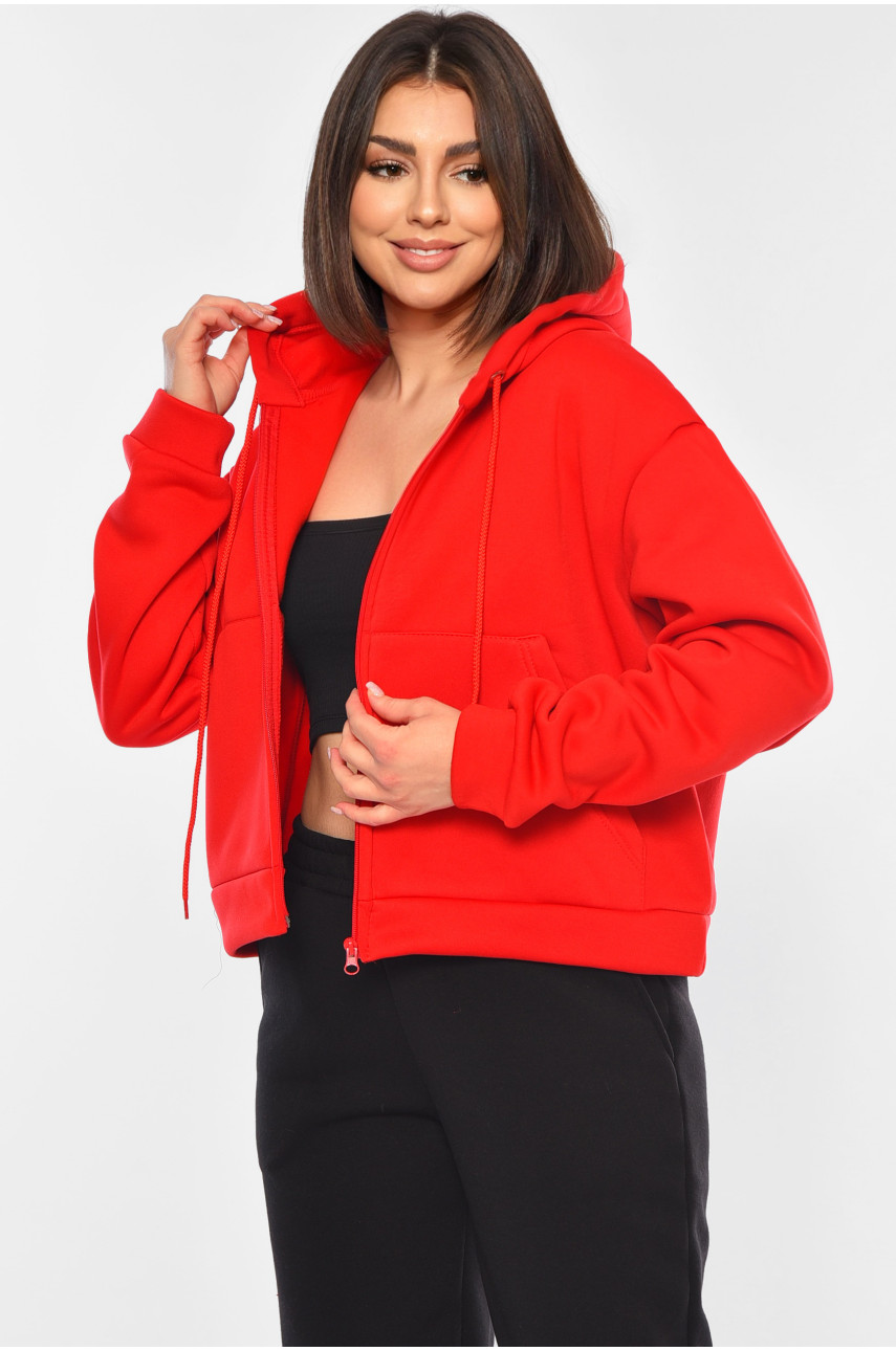 Худі жіноче на флісі червоного кольору 326 194536 Худі жіноче на флісі червоного кольору 326 194536