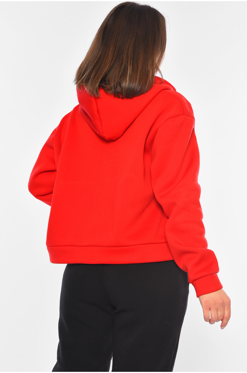 Худі жіноче на флісі червоного кольору 326 194536 Худі жіноче на флісі червоного кольору 326 194536
