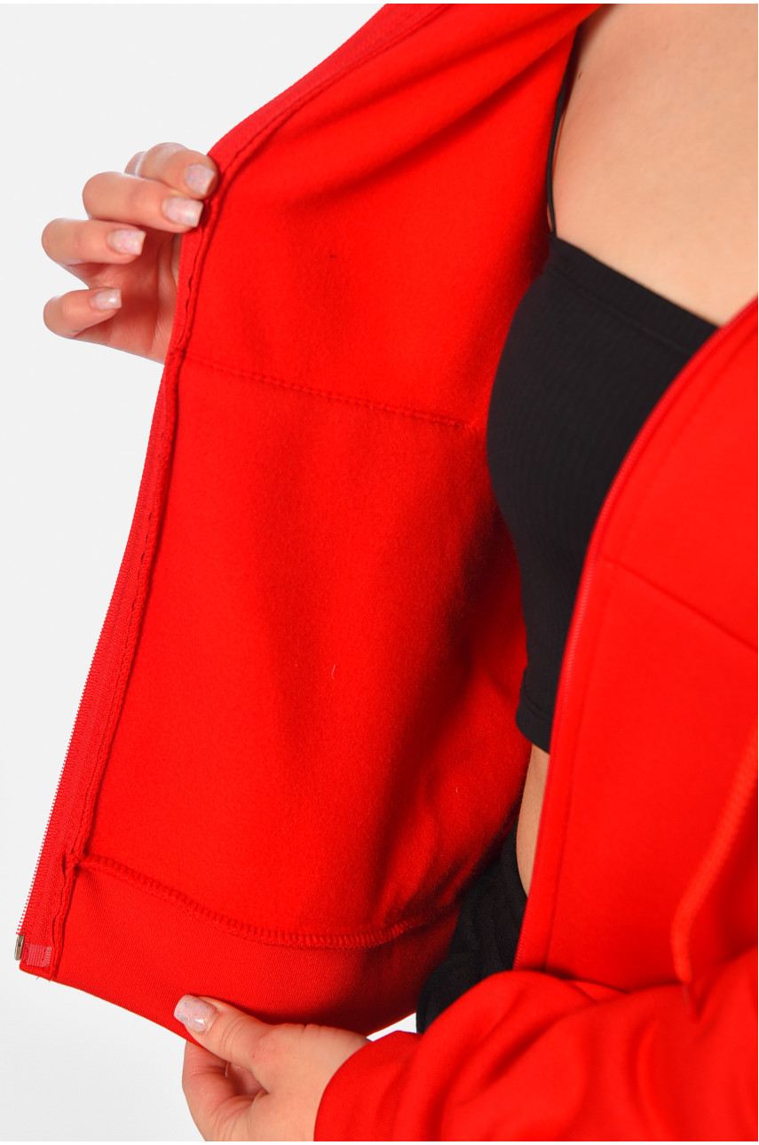 Худі жіноче на флісі червоного кольору 326 194536 Худі жіноче на флісі червоного кольору 326 194536