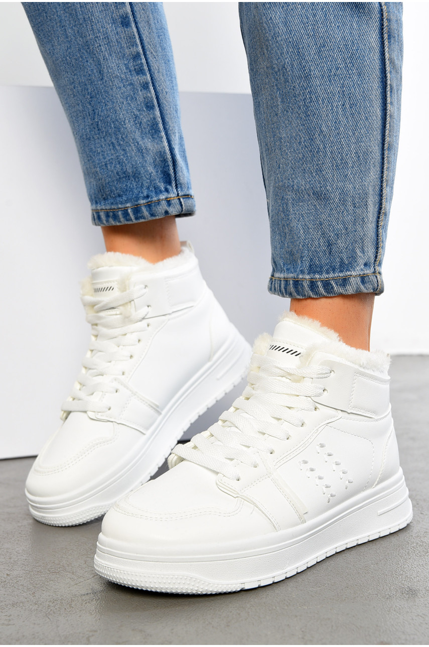 Кросівки жіночі зимові білого кольору на шнурівці 671-2 194538