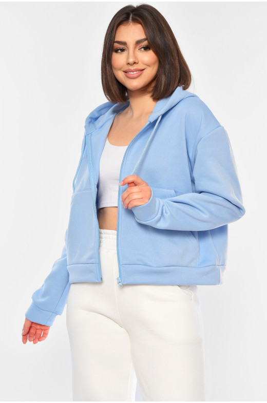 Худи женское на флисе голубого цвета 326 194539