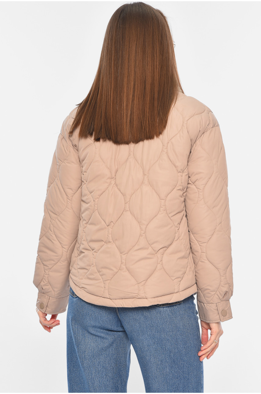 Куртка жіноча демісезонна темно-бежевого кольору 8737 194542