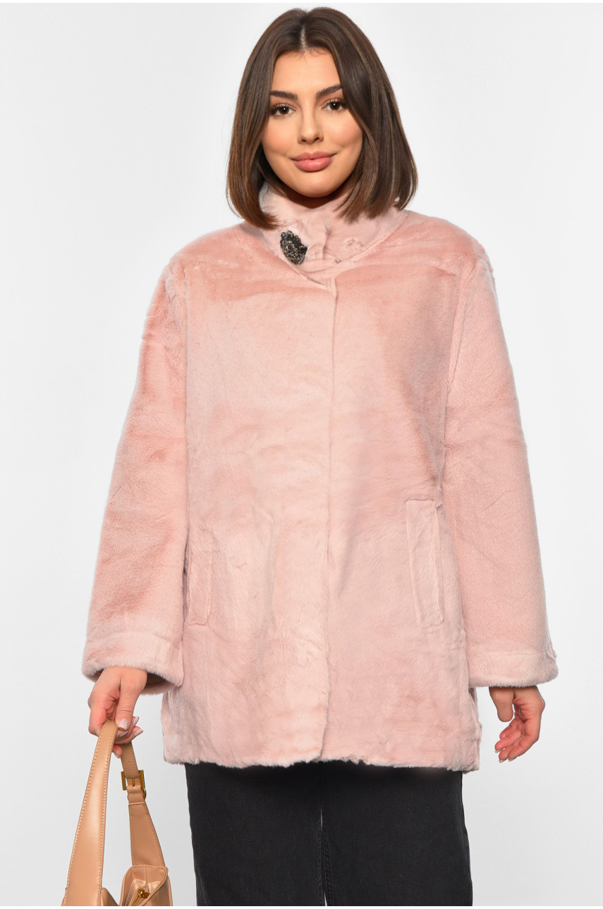 Шуба жіноча на штучному хутрі рожевого кольору 2118 194547