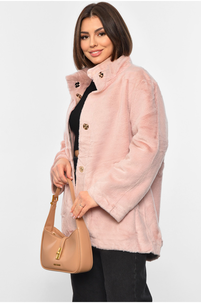 Шуба жіноча на штучному хутрі рожевого кольору 2118 194547