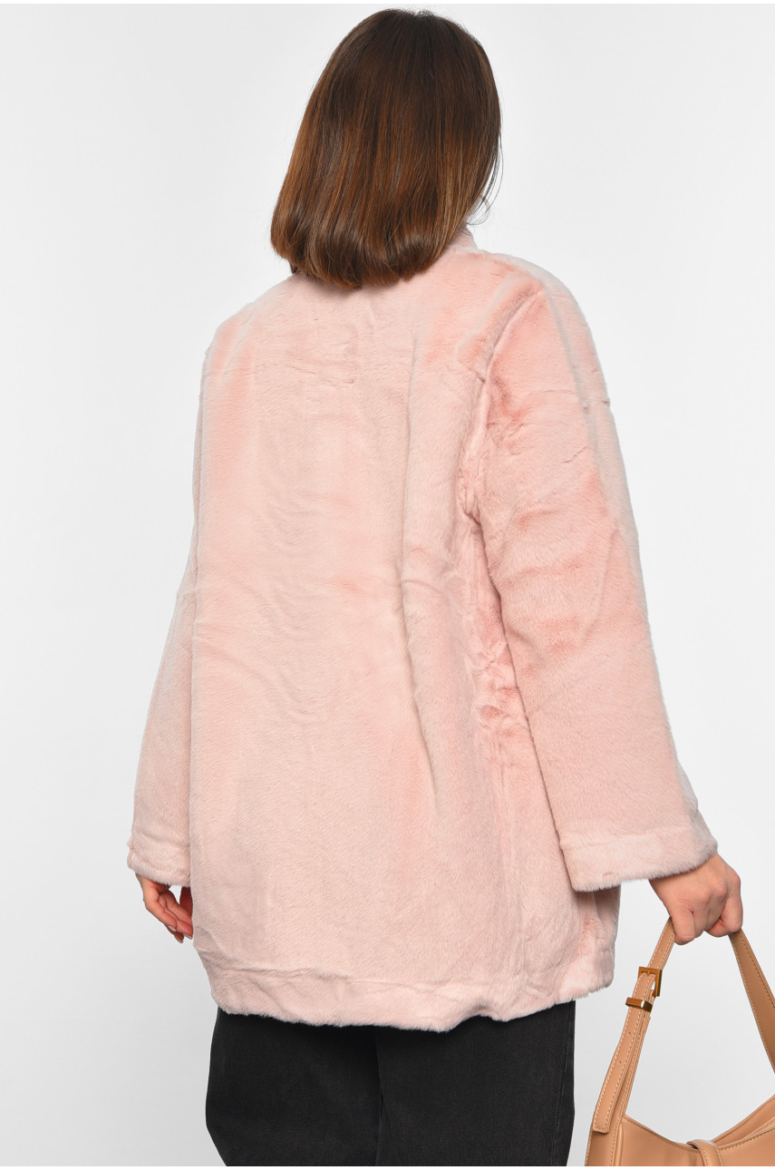 Шуба жіноча на штучному хутрі рожевого кольору 2118 194547