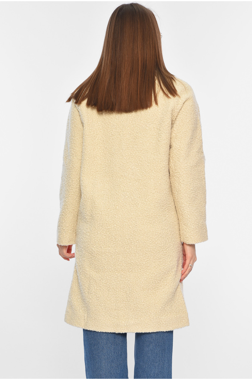 Пальто тедді жіноче бежевого кольору 464 194553