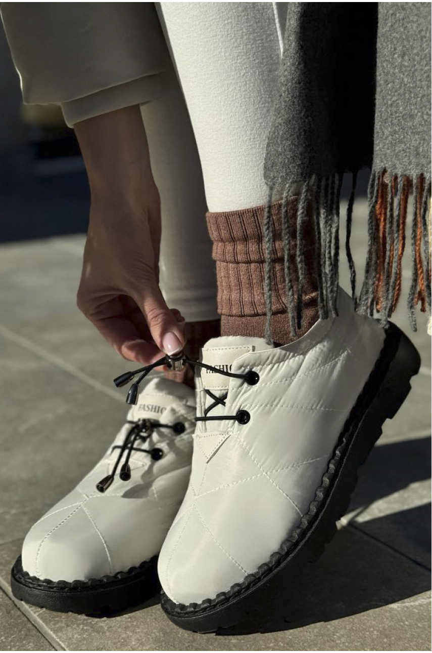 Туфлі жіночі на хутрі молочного кольору А61-3 194613