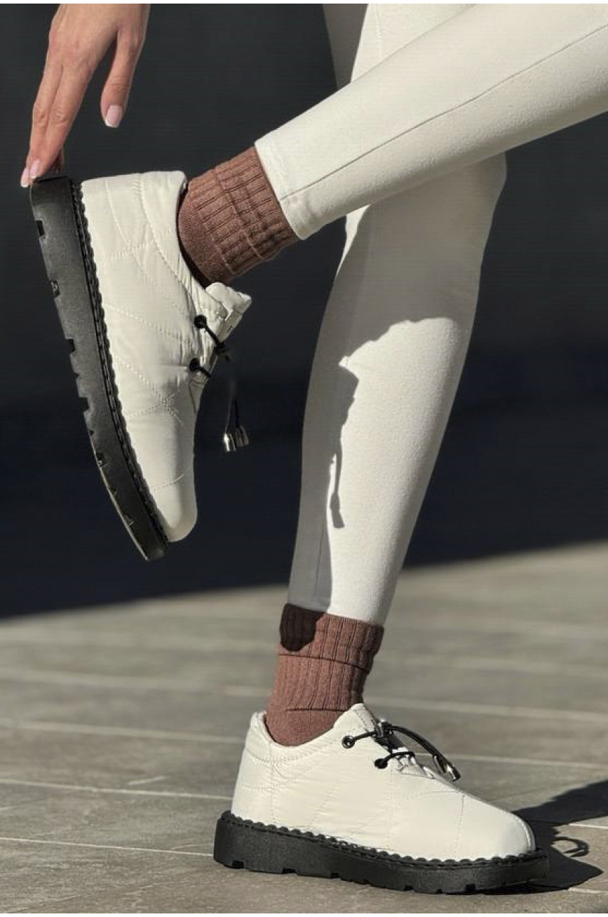 Туфлі жіночі на хутрі молочного кольору А61-3 194613