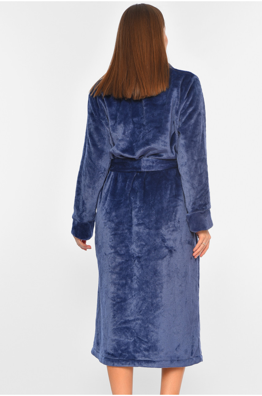 Халат женский велюровый синего цвета 194638