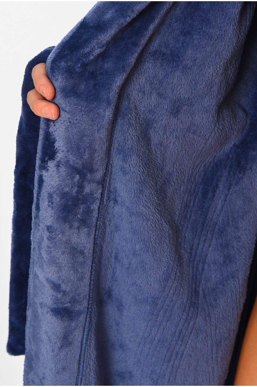 Халат женский велюровый синего цвета 194638