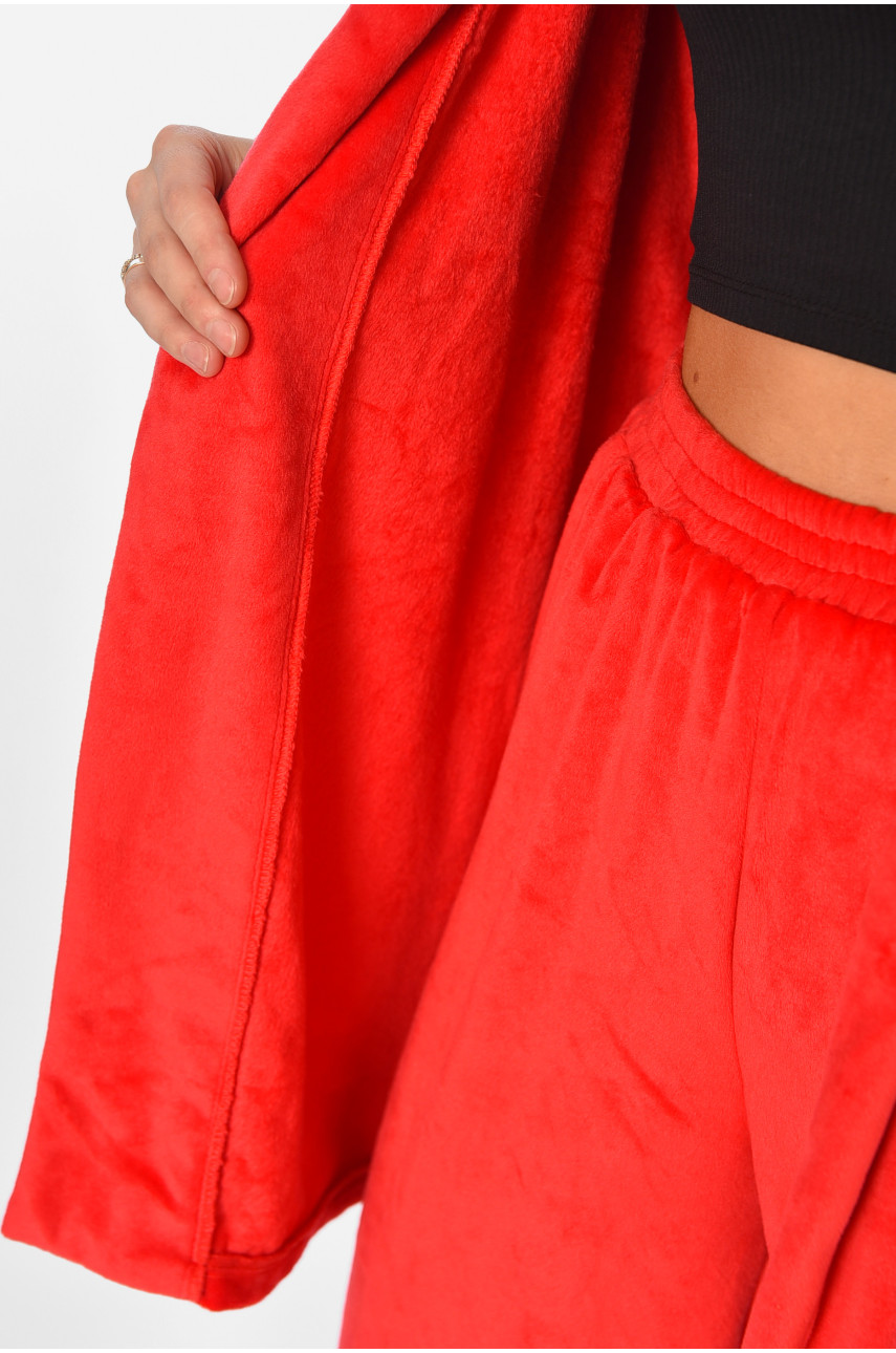 Костюм домашний женский велюровый красного цвета 194642 Костюм домашний женский велюровый красного цвета 194642