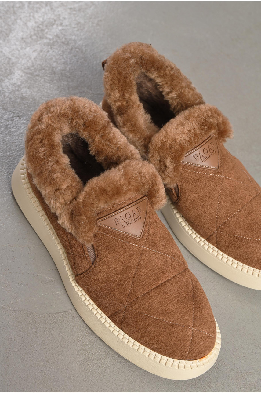 Туфлі-лофери жіночі на хутрі коричневого кольору 1032-7 194644