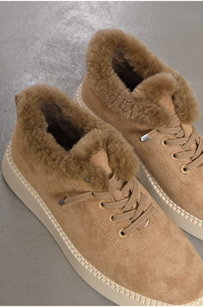 Туфлі-лофери жіночі на хутрі бежевого кольору 1031-6 194645