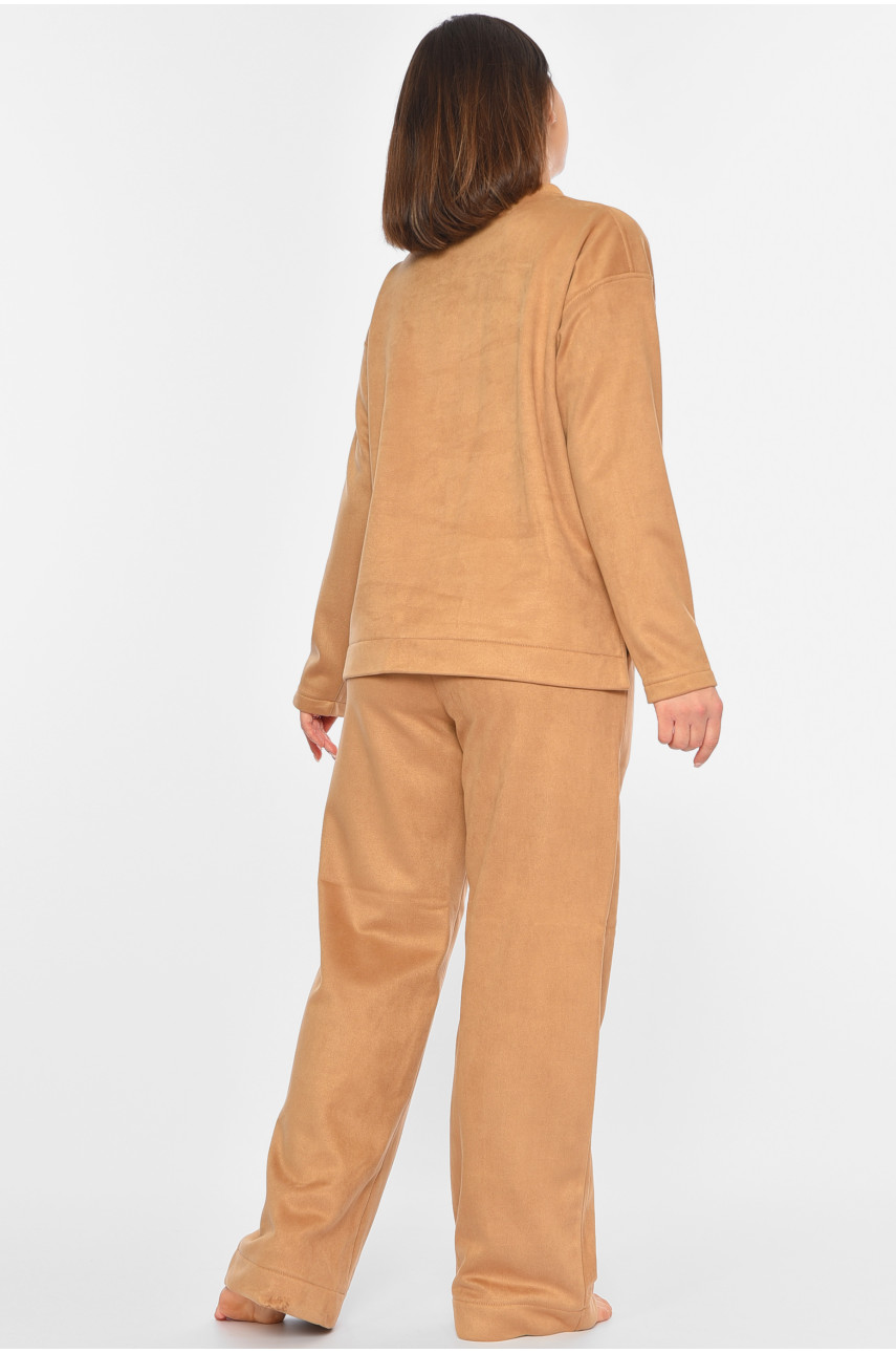 Костюм домашний женский однотонный бежевого цвета 194646