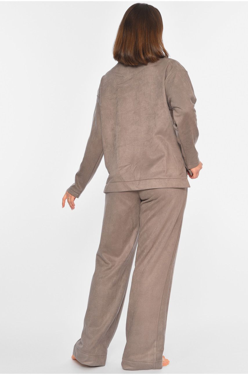 Костюм домашний женский однотонный серого цвета 194647 Костюм домашний женский однотонный серого цвета 194647