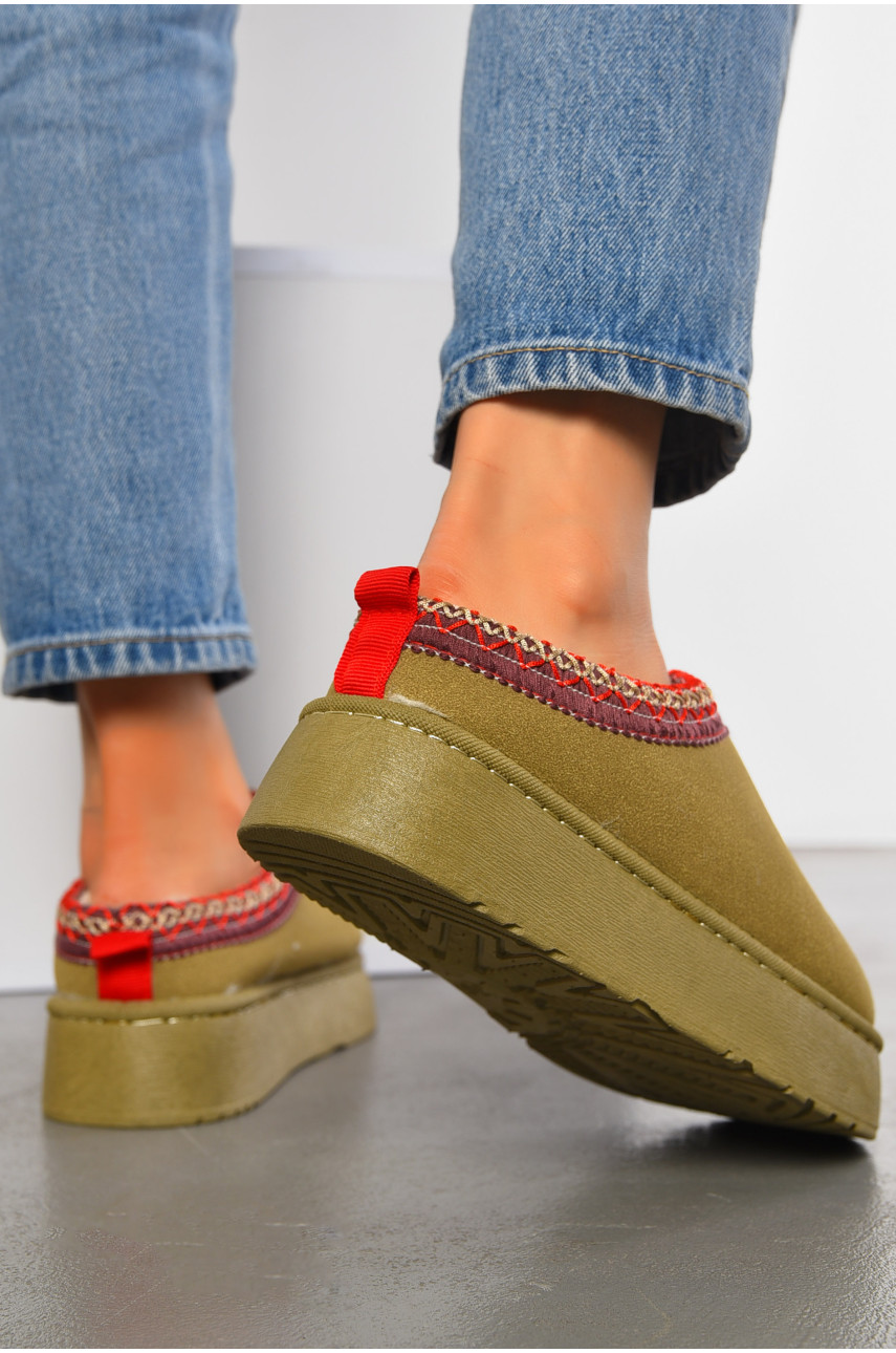 Угги без задника женские темно-бежевого цвета искуственная замша 02-3 194651