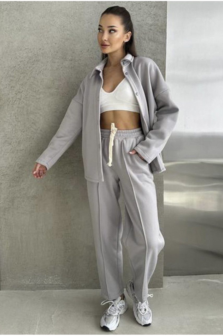 Спортивний костюм жіночий на флісі сірого  кольору 194663