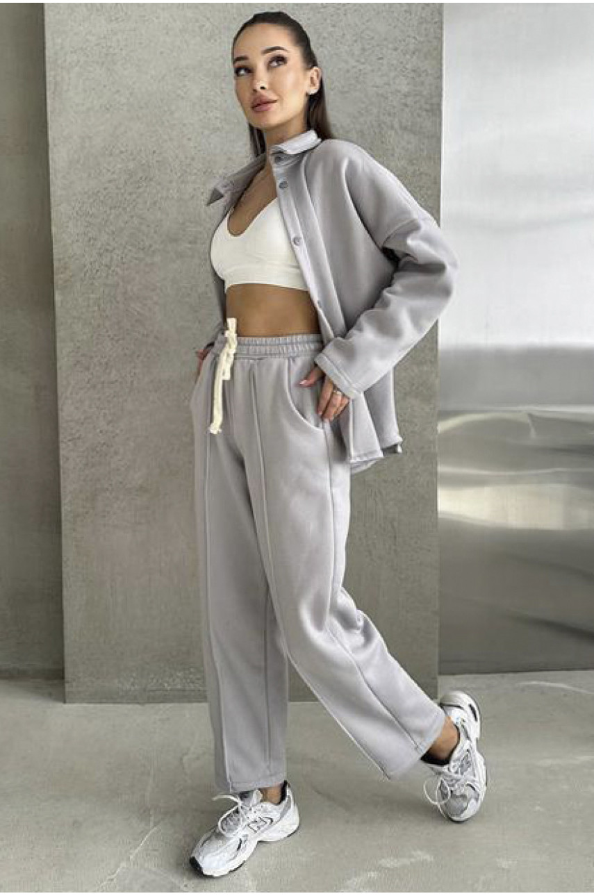 Спортивний костюм жіночий на флісі сірого  кольору 194663