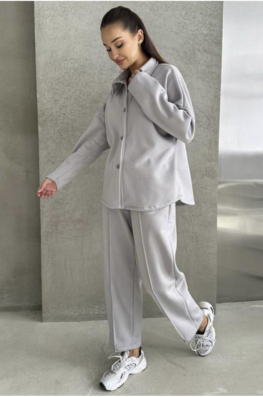 Спортивний костюм жіночий на флісі сірого  кольору 194663