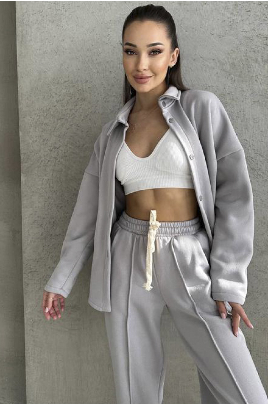 Спортивний костюм жіночий на флісі сірого  кольору 194663