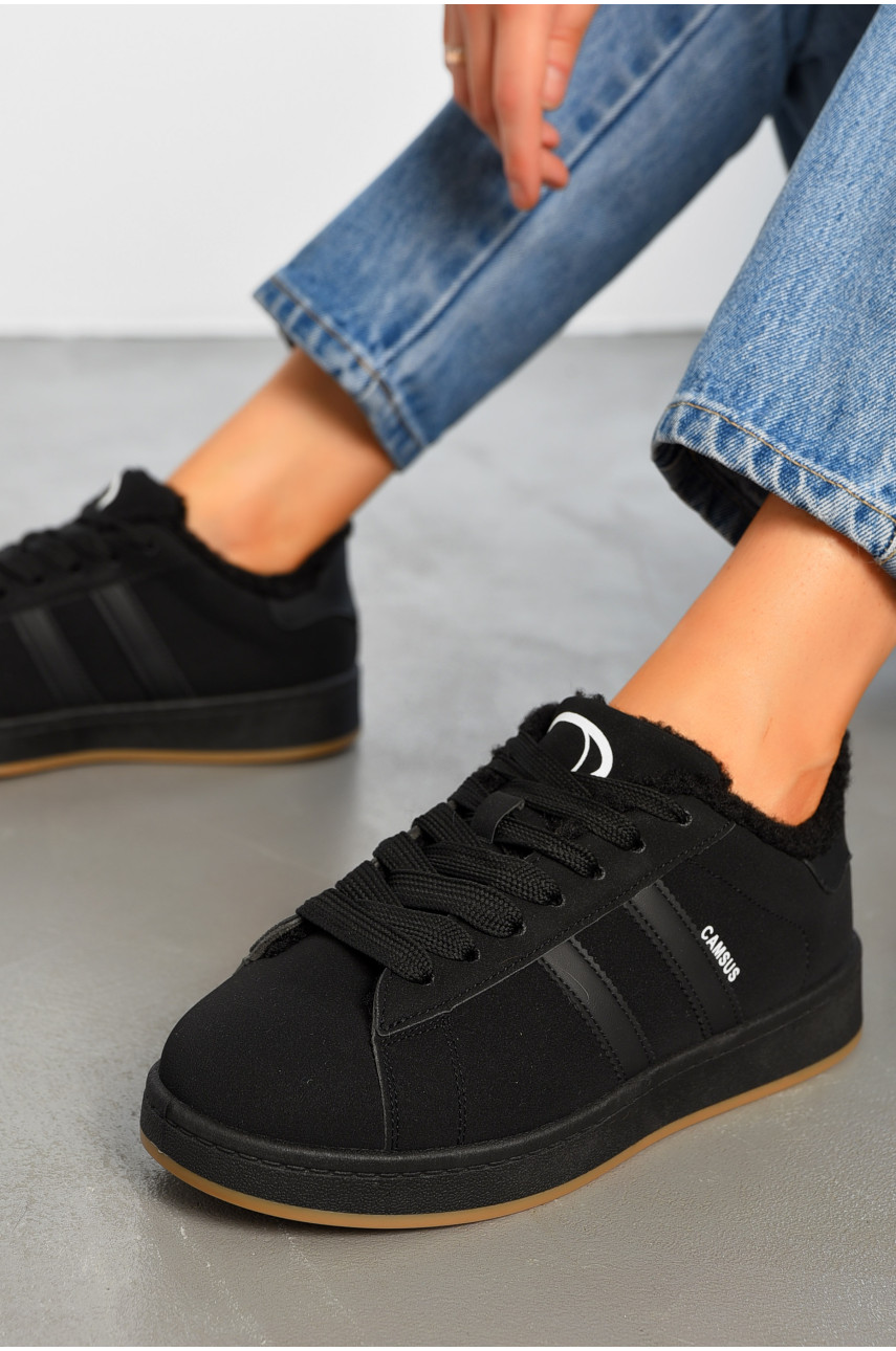 Кросівки жіночі чорного кольору на хутрі 560-34 194729