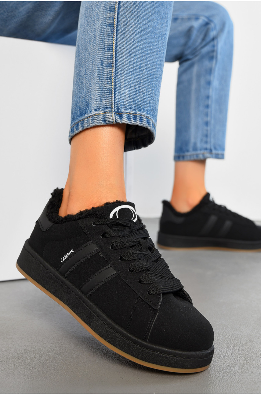 Кросівки жіночі чорного кольору на хутрі 560-34 194729