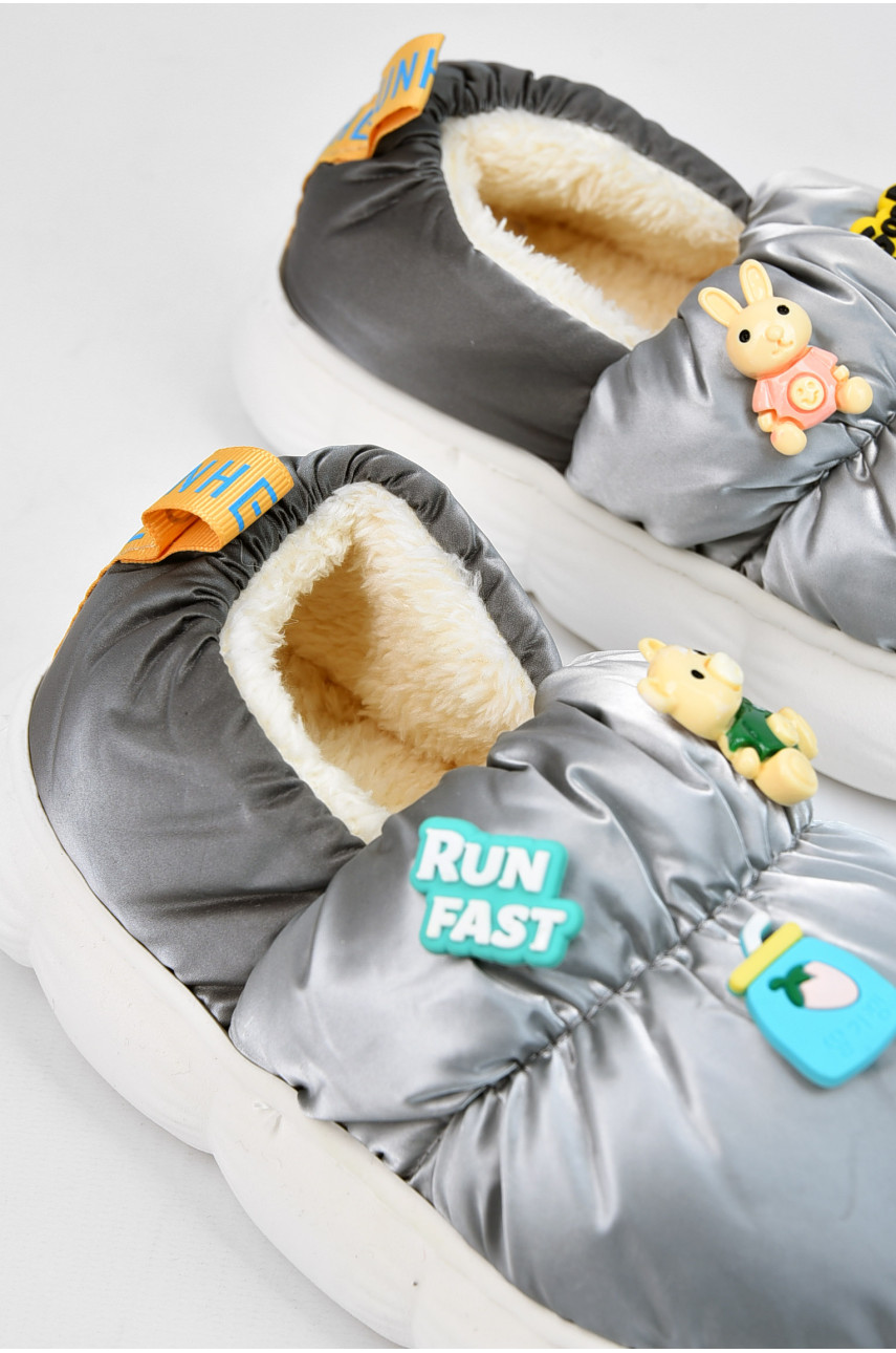 Тапочки домашние детские серого цвета 2931-3 194791 Тапочки домашние детские серого цвета 2931-3 194791