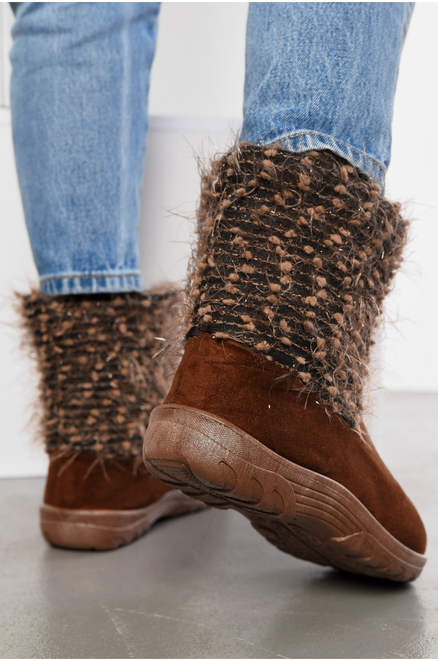 Угги женские коричневого цвета искуственная замша 920 194795