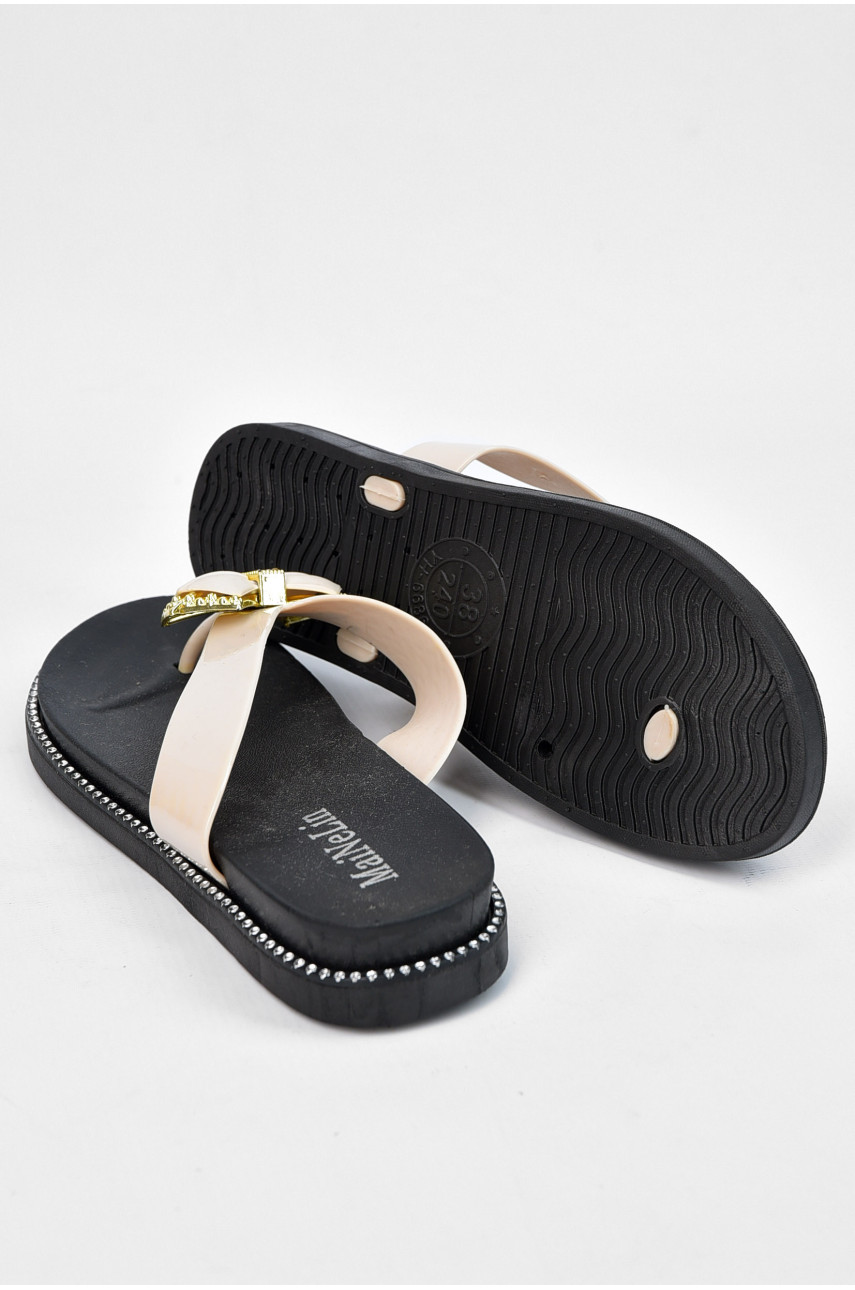 Вьетнамки женские силиконовые молочного цвета 194837 Вьетнамки женские силиконовые молочного цвета 194837