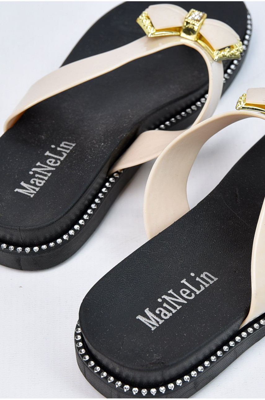 Вьетнамки женские силиконовые молочного цвета 194837 Вьетнамки женские силиконовые молочного цвета 194837