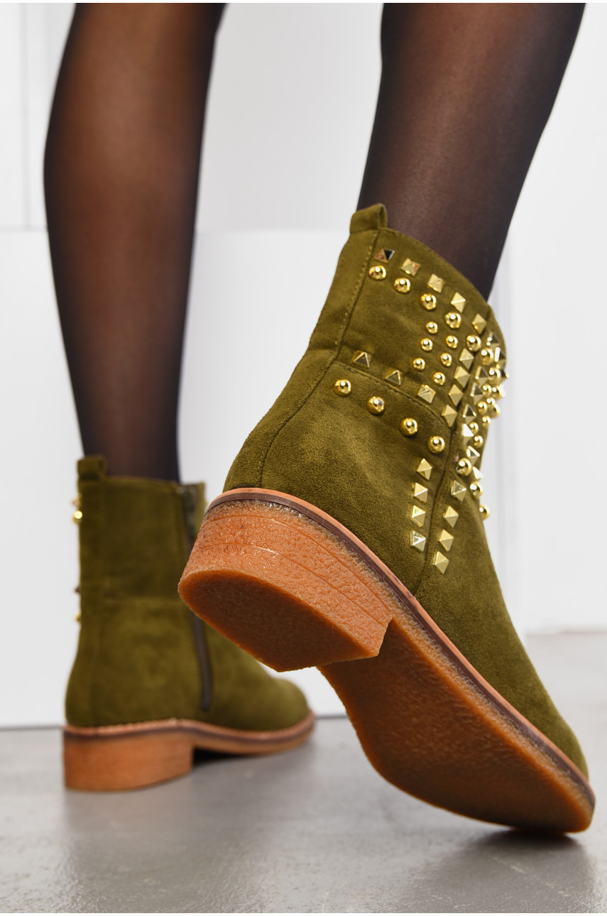 Полусапоги женские демисезонные тёмно-зелёного цвета 9096-29 194839 Полусапоги женские демисезонные тёмно-зелёного цвета 9096-29 194839