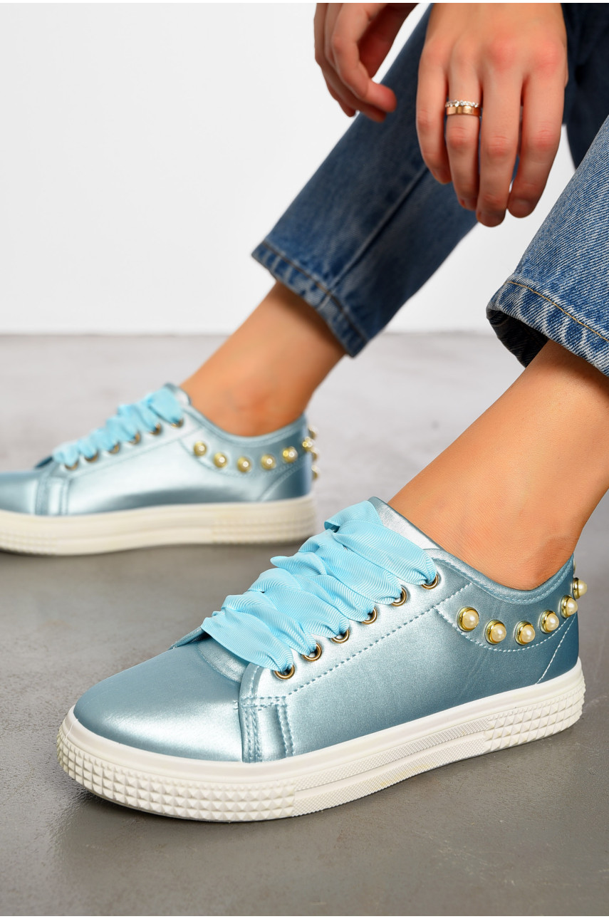 Кросівки жіночі блакитного кольору на шнурівці 18-01037 194870 Кросівки жіночі блакитного кольору на шнурівці 18-01037 194870
