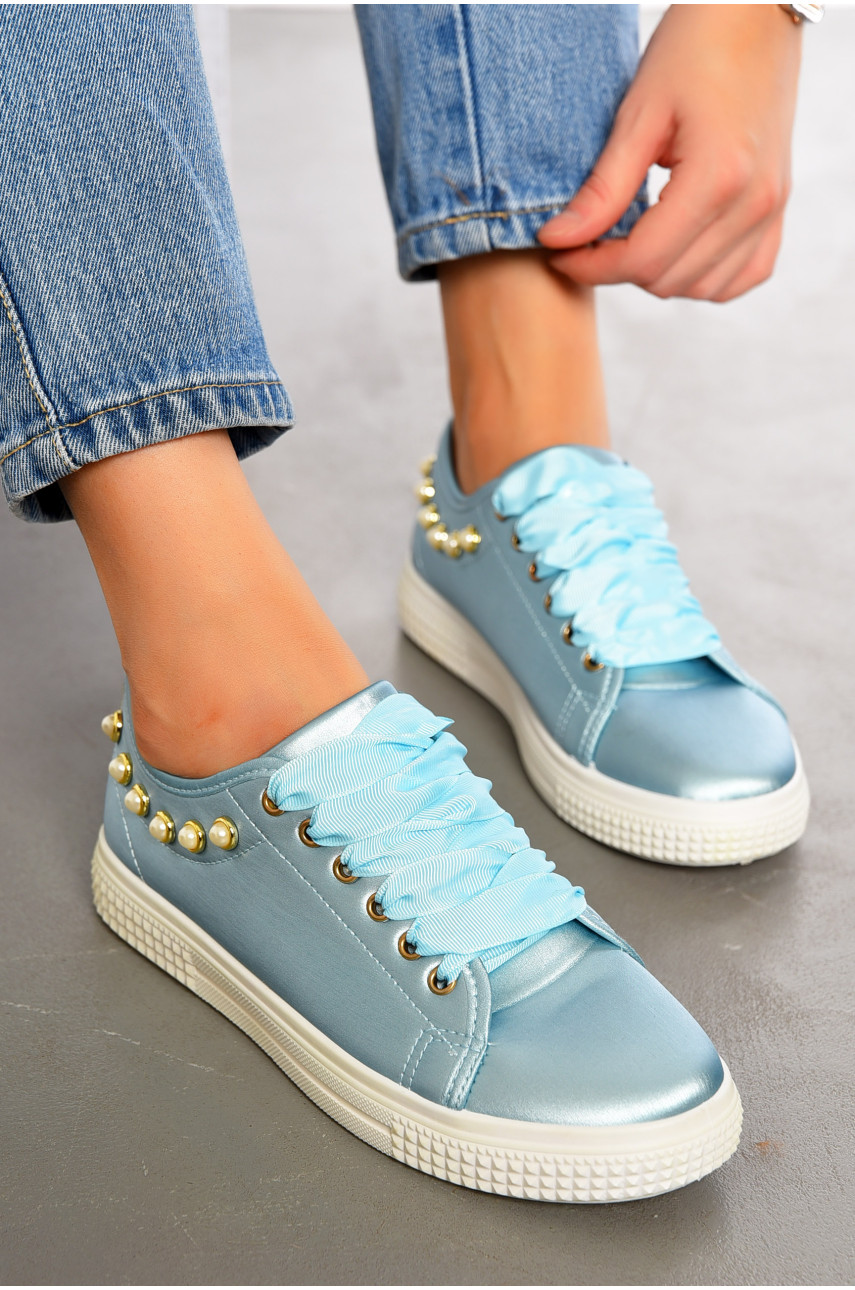 Кросівки жіночі блакитного кольору на шнурівці 18-01037 194870 Кросівки жіночі блакитного кольору на шнурівці 18-01037 194870
