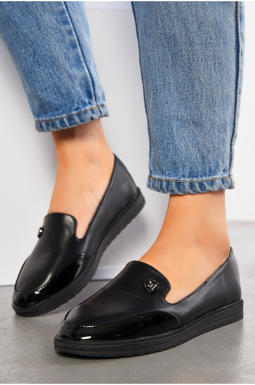 Туфлі-лофери жіночі чорного кольору 19-64177 194871
