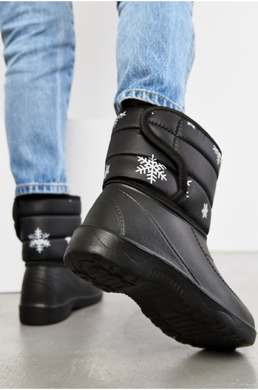 Дутики жіночі на хутрі чорного кольору 194965