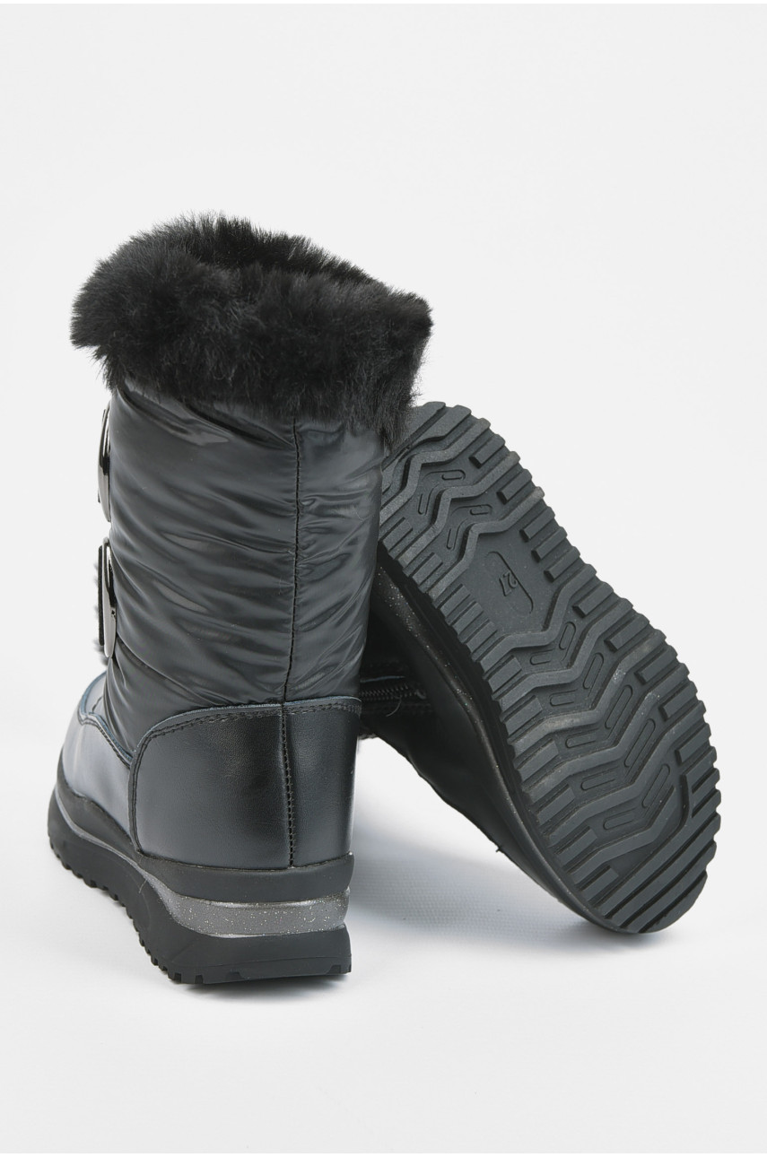 Дутики детские для девочки на меху черного цвета 18-54743 194982